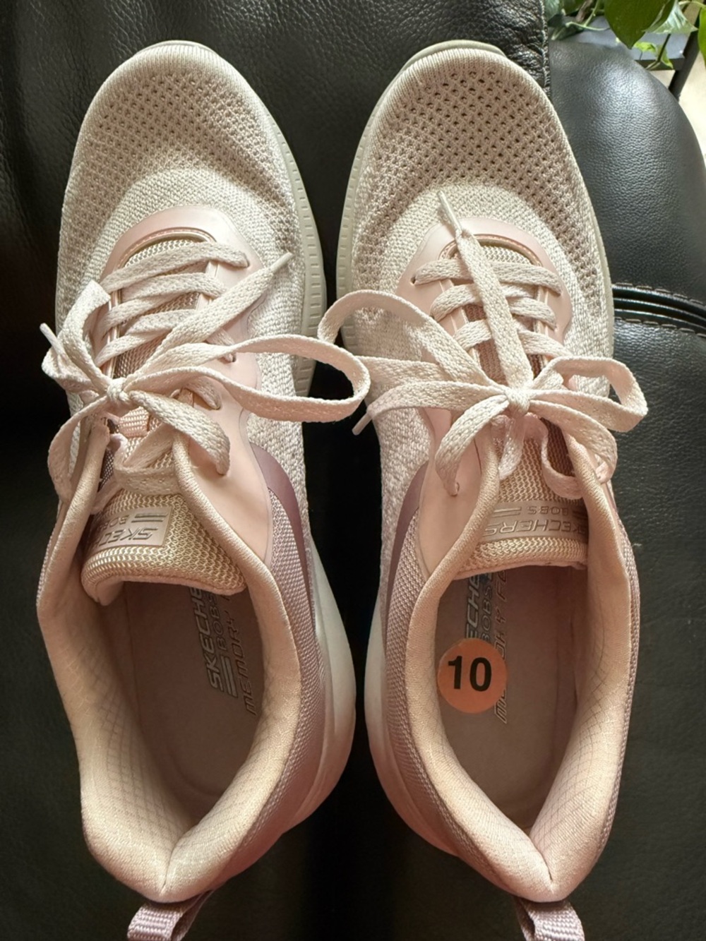 Skechers Women's Light Pink Knit Lace-Up Athletic Sneakers